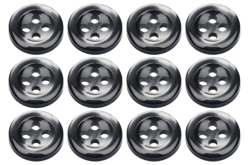 Pack of 12 Smoke Grey 18L 11mm Buttons for Shirts